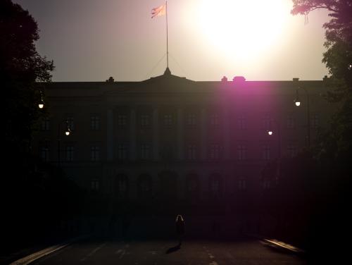 Royal castle and the sun from Norway Oslo Karl Johan Royal Castle