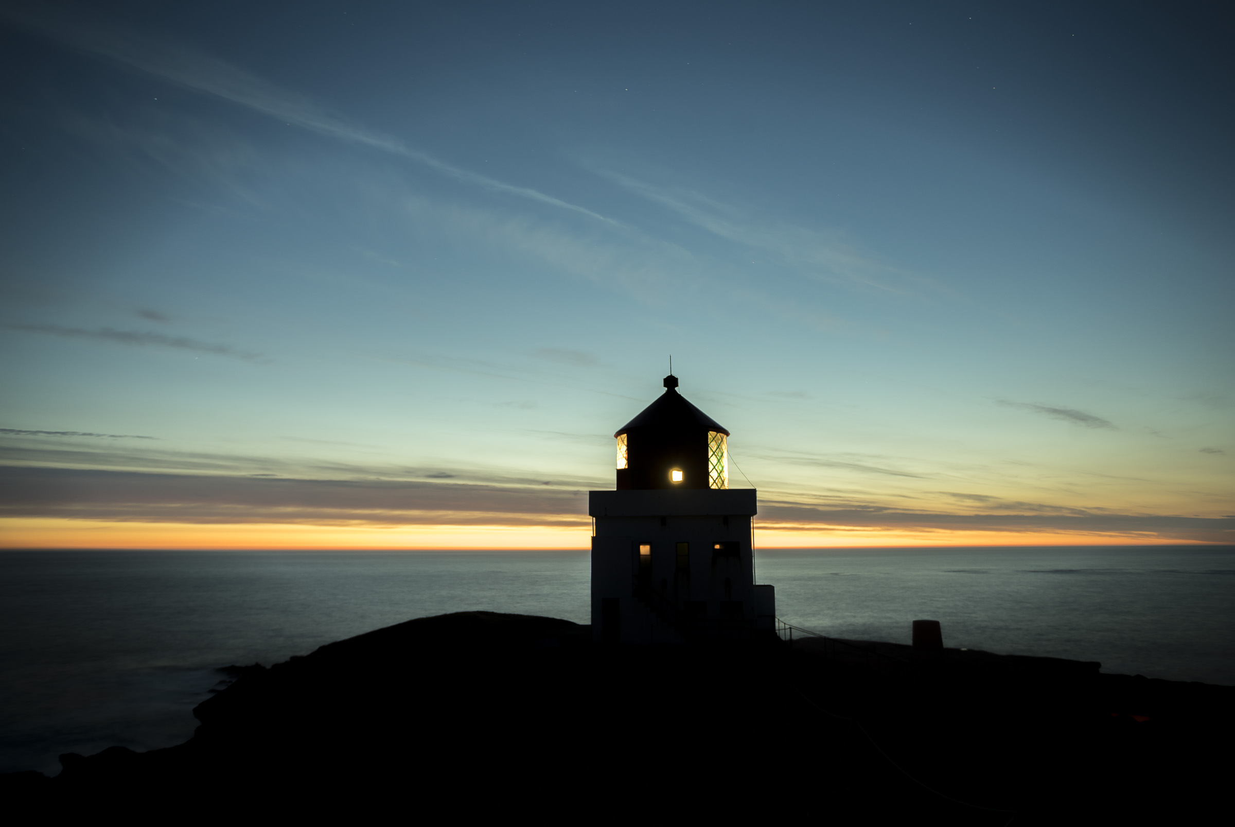 Runde lighthouse at night from Norway Runde Runde fyr