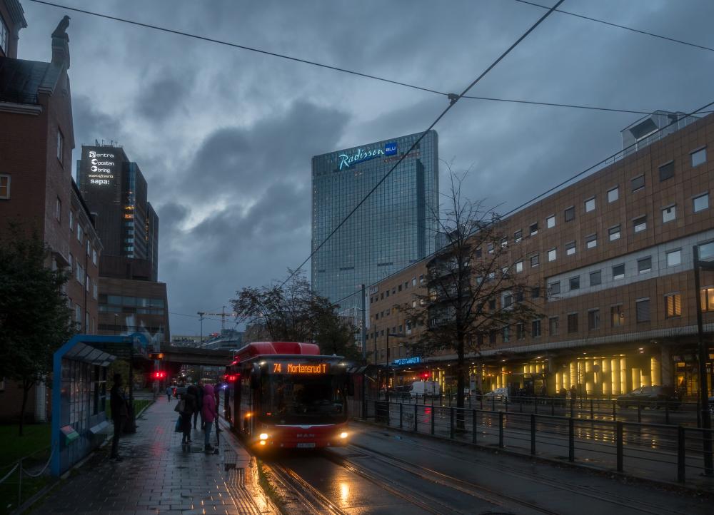 Rainy day in Oslo from Norway Oslo Jernbanetorget